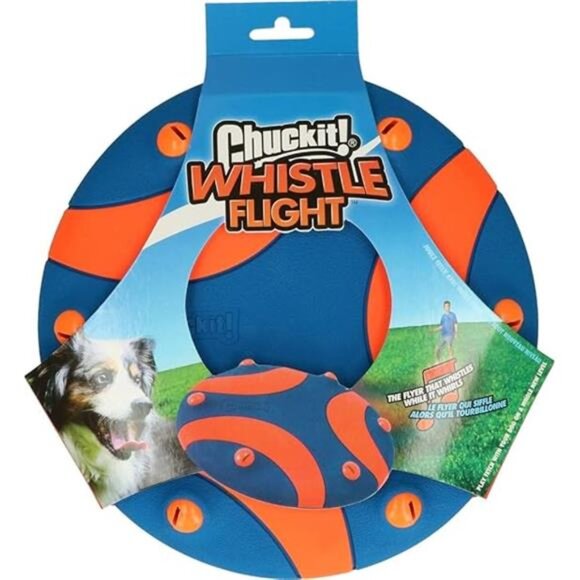 Whistle Flight Outdoor Dog Toy, Orange and Blue - Picture 5 of 5